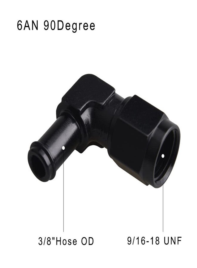 CNRAQR 6AN Female to 3/8" Barb 90 Degree Swivel Fitting Adapter Aluminum Black 2Pcs - Image 2