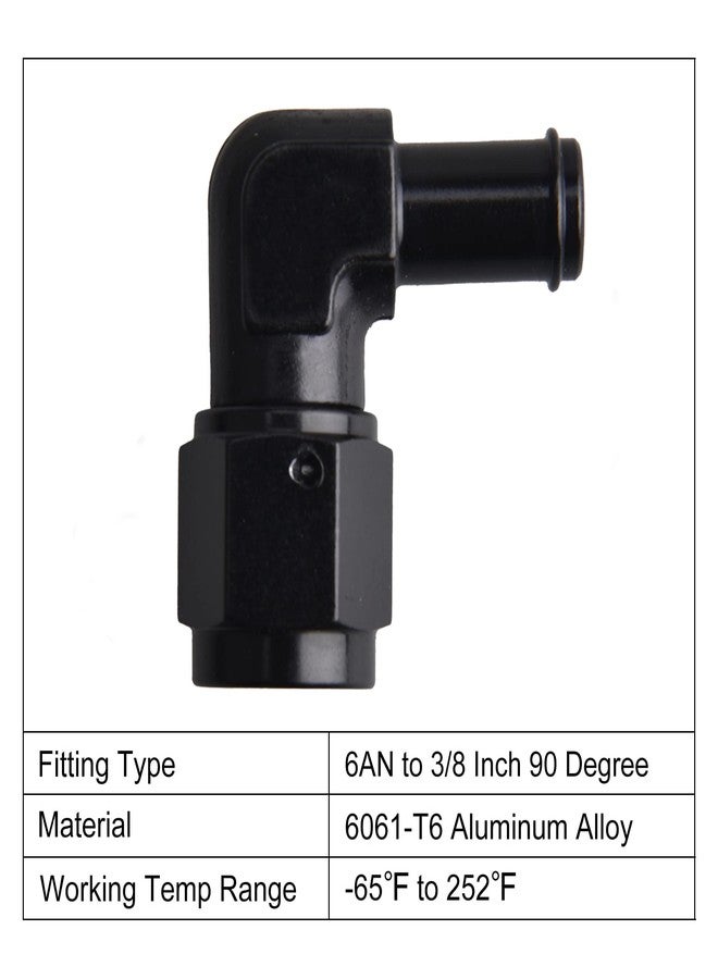 CNRAQR 6AN Female to 3/8" Barb 90 Degree Swivel Fitting Adapter Aluminum Black 2Pcs - Image 4
