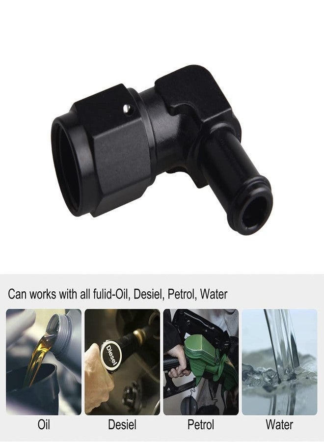 CNRAQR 6AN Female to 3/8" Barb 90 Degree Swivel Fitting Adapter Aluminum Black 2Pcs - Image 5