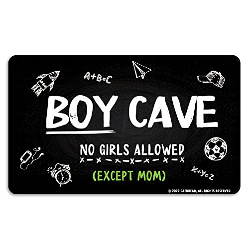 GEEKBEAR Boy Cave Sign - Made with Premium Acrylic - A Cute & Educational Addition to Any Little Boy's Room (Chalkboard) - Discontinued Soon - Image 1