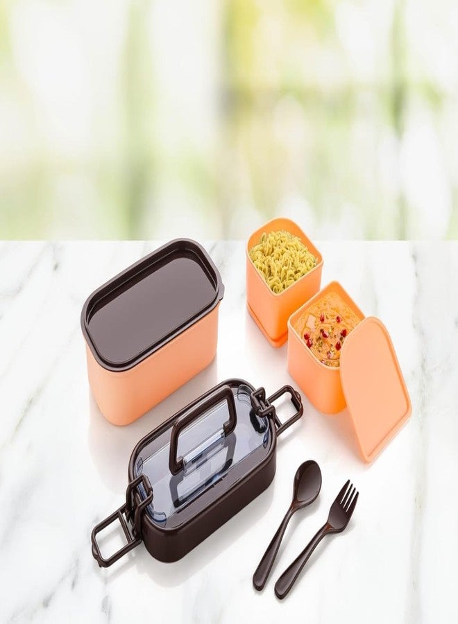 YELLOCUT 2-Tier Bento Lunch Box – Leakproof Stackable Food Storage Container with Cutlery | Meal Prep Lunchbox for Work School Office & Travel | Microwave Safe Durable Lunch Container (1400 ml) - Image 4