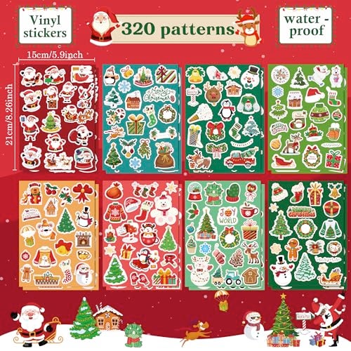 OHOME Stocking Stuffers for Kids 320 PCS Christmas Stickers for Toddlers Kids Christmas Gifts Vinyl Games Crafts - Image 5