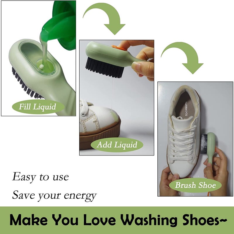 JICOOT 1Pcs Multifunctional Liquid Shoe Cleaning Brush with Soap Dispenser, Shoe Laundry Brush Scrub Brushes for Cleaning, Soft Bristle Cleaning Brushes for Household Use Bathroom Kitchen - Image 5