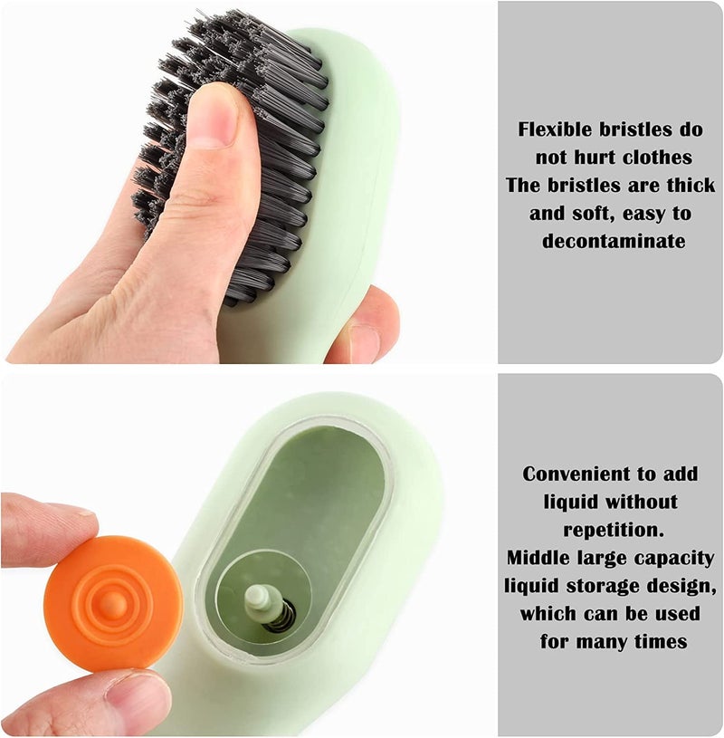 JICOOT 1Pcs Multifunctional Liquid Shoe Cleaning Brush with Soap Dispenser, Shoe Laundry Brush Scrub Brushes for Cleaning, Soft Bristle Cleaning Brushes for Household Use Bathroom Kitchen - Image 3