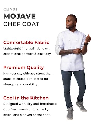 Chef Works Men's Mojave Chef Coat, White, Medium - Image 2