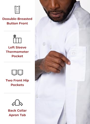 Chef Works Men's Mojave Chef Coat, White, Medium - Image 3