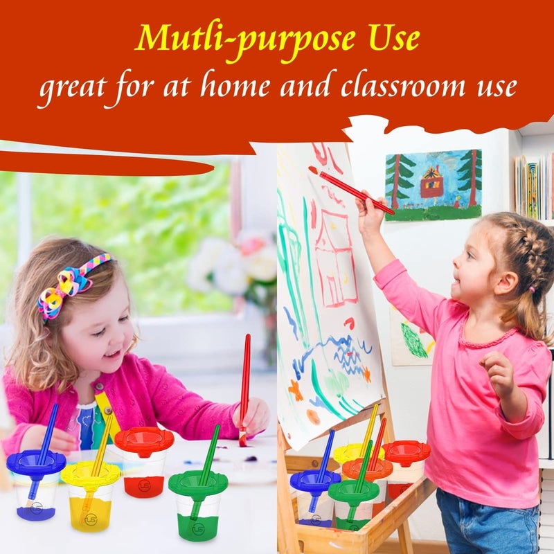 Ultimate Stationery Paint Cups with Lids for Kids – 10 Paint Containers with Lids, 10 Toddler Paints Brushes – Toddler Art Supplies No Spill Painting Cups - Image 5