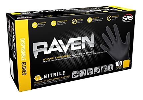 SAS Raven SAS66518 SAS Safety Powder Free Examination Black Nitrile Gloves - 7 Mil Large - Image 4