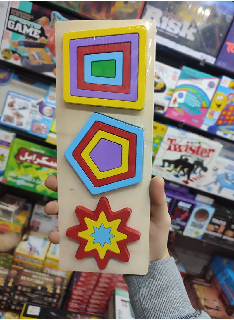 Generic - Wooden puzzle cubes with geometric shapes, Montessori, multi-colored sorting and classification toys - Image 1