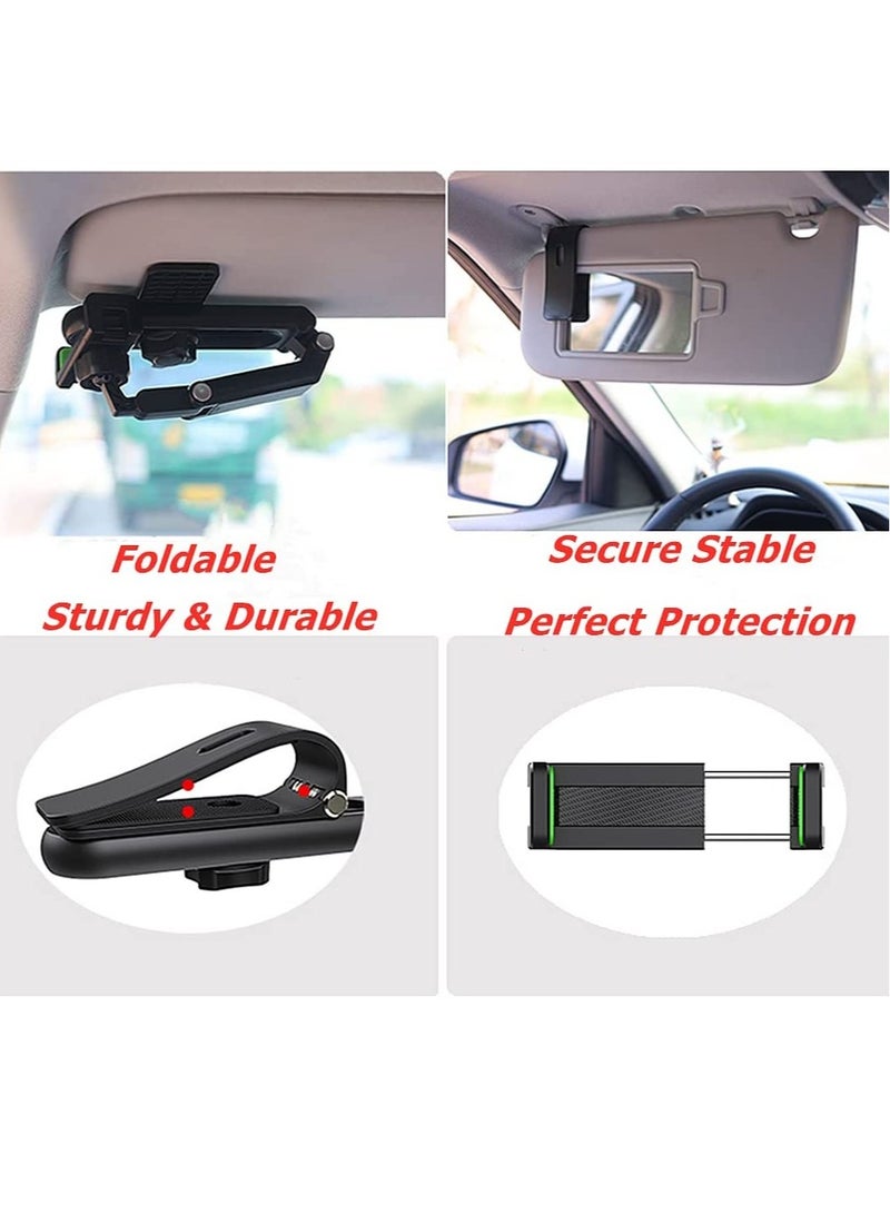 Car Phone Holder Mount Multifunctional Cell Phone Stand HIYITKS Universal Adjustable Arm Cradles Car Holder Mount Phone Car Clip Mount for Sun Visor Rearview Mirror Steering Wheel (Green) - Image 5