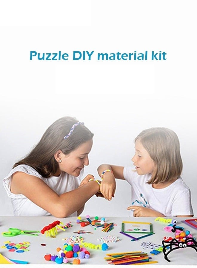 MIXDE 800+ PCS Handmade DIY Arts and Crafts Supplies Kit with Storage Box Material Set with EVA Letter Stars Sticker Feather Ice Cream Sticks on Hair Ball Crafts Accessories Kits Sets For Kids Education - Image 5