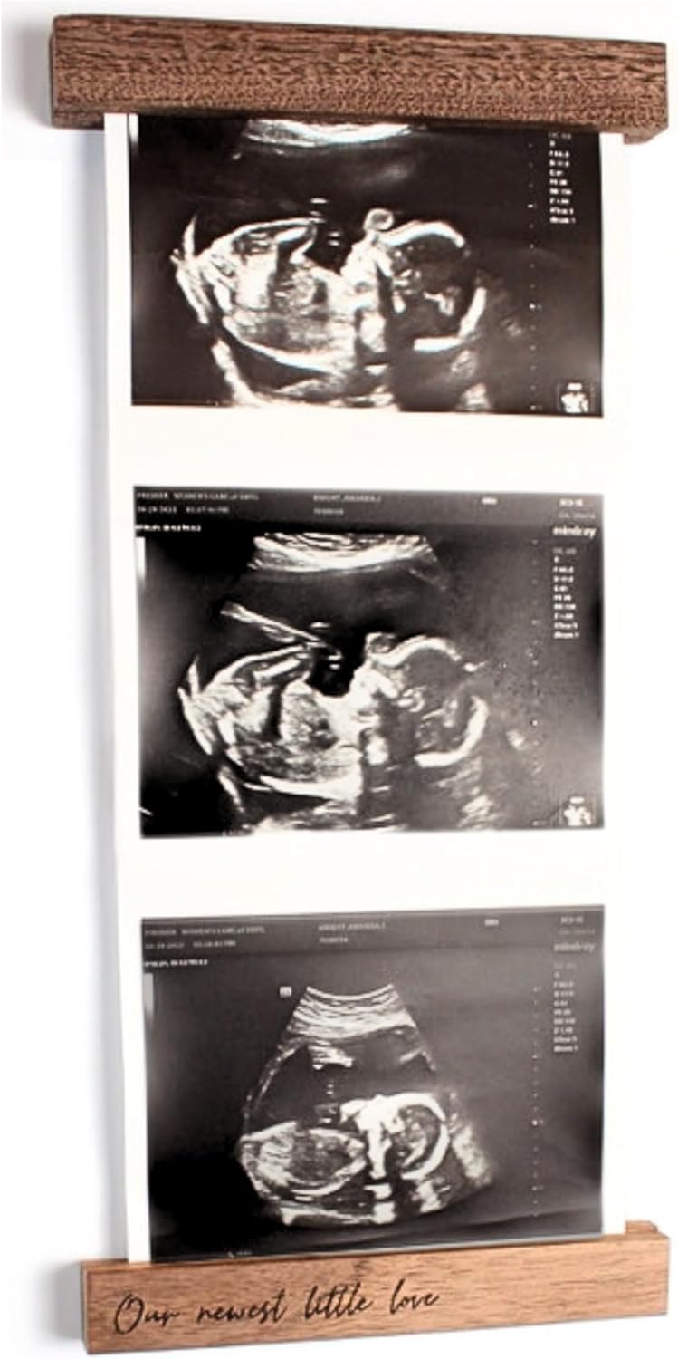 Oscar Bee Baby sonogram photo frame, magnetic poster frame for Pregnancy Announcements Ideas Baby Gender Reveal Gifts - Love At First Heartbeat Sonogram Picture Frame for Standard 5" x 7" Ultrasound - Image 1