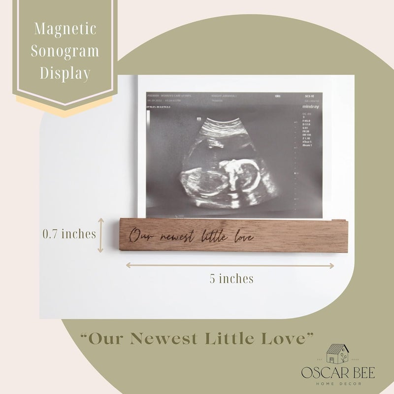 Oscar Bee Baby sonogram photo frame, magnetic poster frame for Pregnancy Announcements Ideas Baby Gender Reveal Gifts - Love At First Heartbeat Sonogram Picture Frame for Standard 5" x 7" Ultrasound - Image 3
