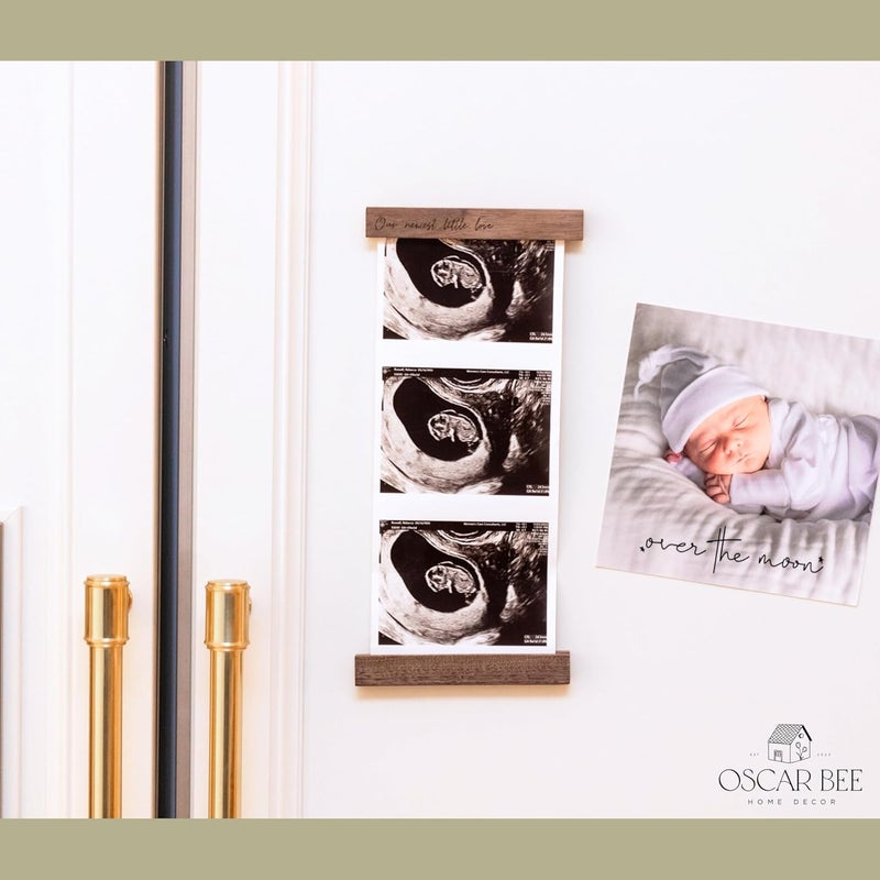 Oscar Bee Baby sonogram photo frame, magnetic poster frame for Pregnancy Announcements Ideas Baby Gender Reveal Gifts - Love At First Heartbeat Sonogram Picture Frame for Standard 5" x 7" Ultrasound - Image 2