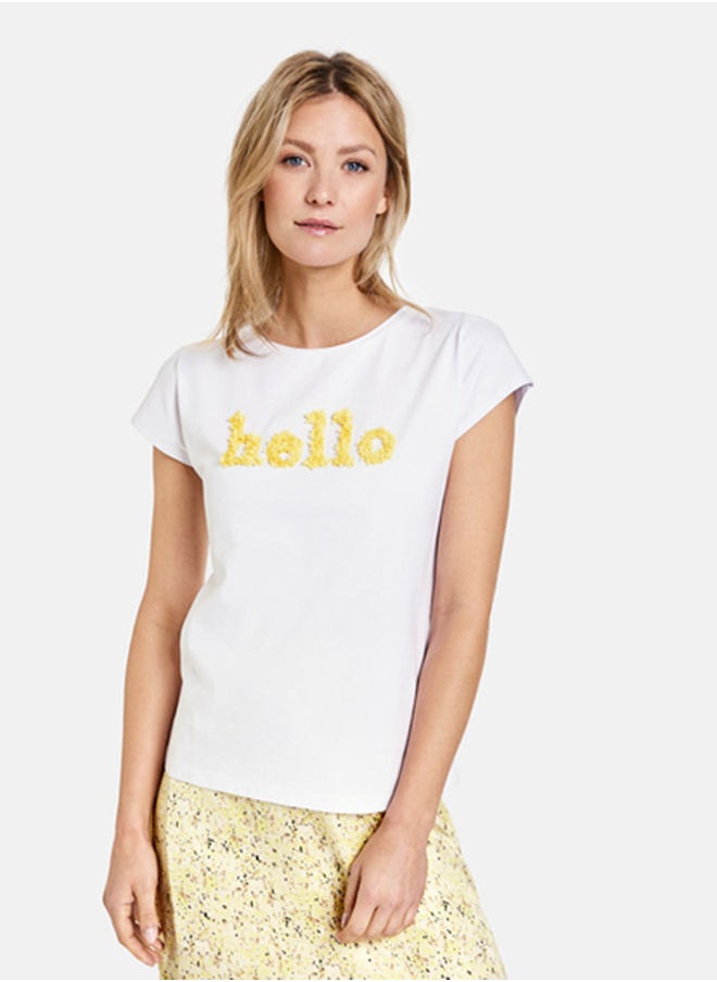 GERRY WEBER T-shirt with flock lettering, GOTS  - Image 1