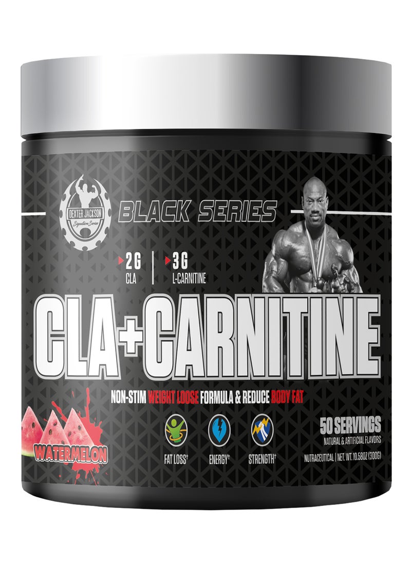 DEXTER JACKSON - Black Series CLA + Carnitine - Advanced Weight Management Formula for Fat Burning and Metabolism Support (Watermelon, 50 Servings, 300g) - Image 1