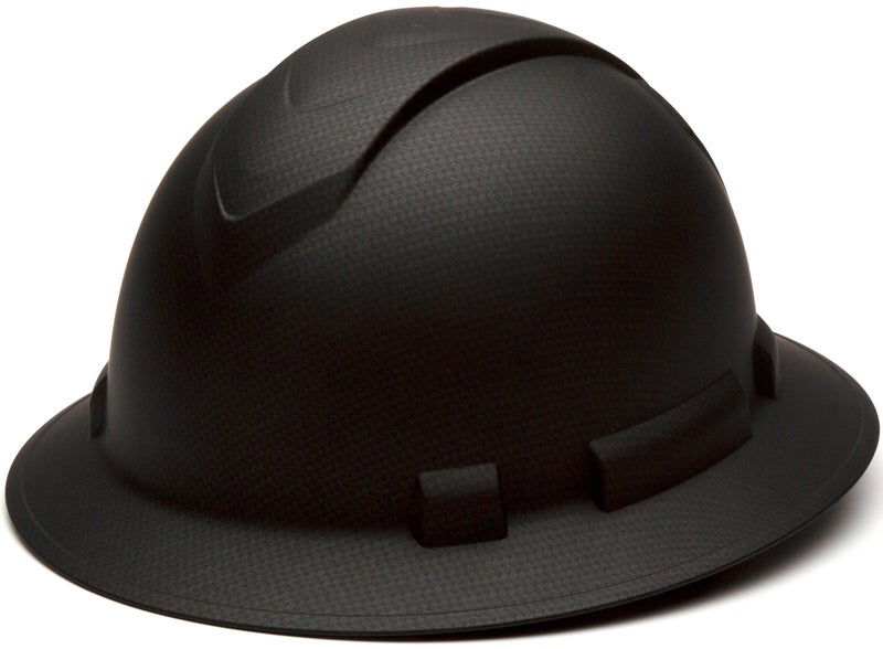 Ridgeline Pyramex Safety Ridgeline Full Brim Hard Hat, 4-Point Ratchet Suspension, Black Graphite Pattern (HP54117) - Image 1