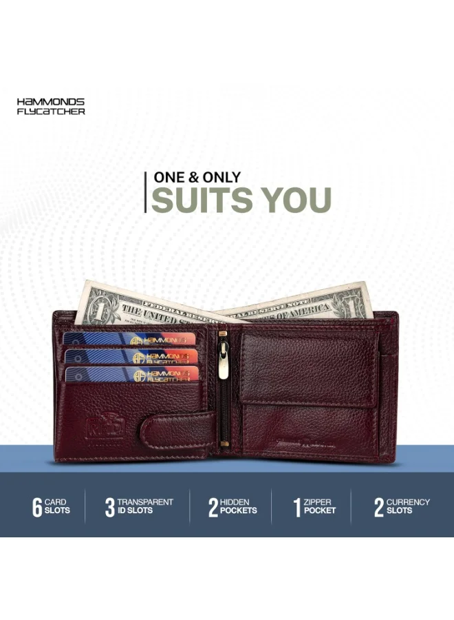 Hammonds Flycatcher  RFID Protected Bi-Fold Wallet for Men Leather Original, Mens Wallet, Leather Wallets for Men, Stylish Purse with 6 Card Slots, 3 ID Slot, Coin Pocket, Gift for Mens  | Best Price UAE
