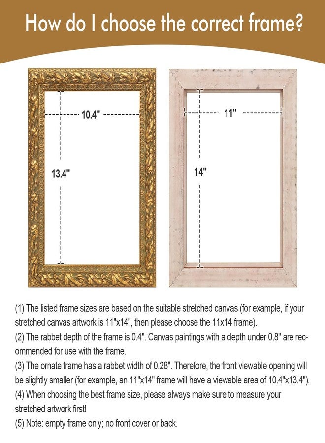 FOLKOR Wood Canvas Frame for 11x14 Oil Paintings Art Prints, Finished Antique Gold 11x14 Frame for Landscape Portrait, Ornate Art Frame for Office Living Room Wall Decor (Empty Frame, No Backboard) - Image 5