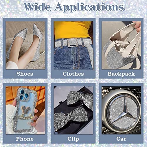 Cludoo 8 Rolls Rhinestone Ribbons,Cludoo 8 Yard Silver Self Adhesive Rhinestone Ribbon, Bling Crystal Diamond Ribbon Roll Wrap Glittering Rhinestones Sticker for Decoration Car DIY Arts Crafts Wedding - Image 5