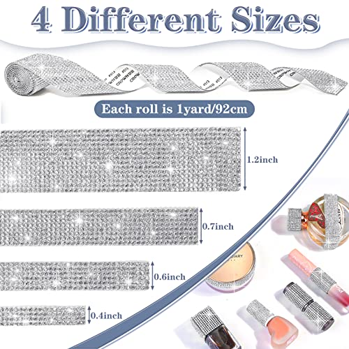 Cludoo 8 Rolls Rhinestone Ribbons,Cludoo 8 Yard Silver Self Adhesive Rhinestone Ribbon, Bling Crystal Diamond Ribbon Roll Wrap Glittering Rhinestones Sticker for Decoration Car DIY Arts Crafts Wedding - Image 2