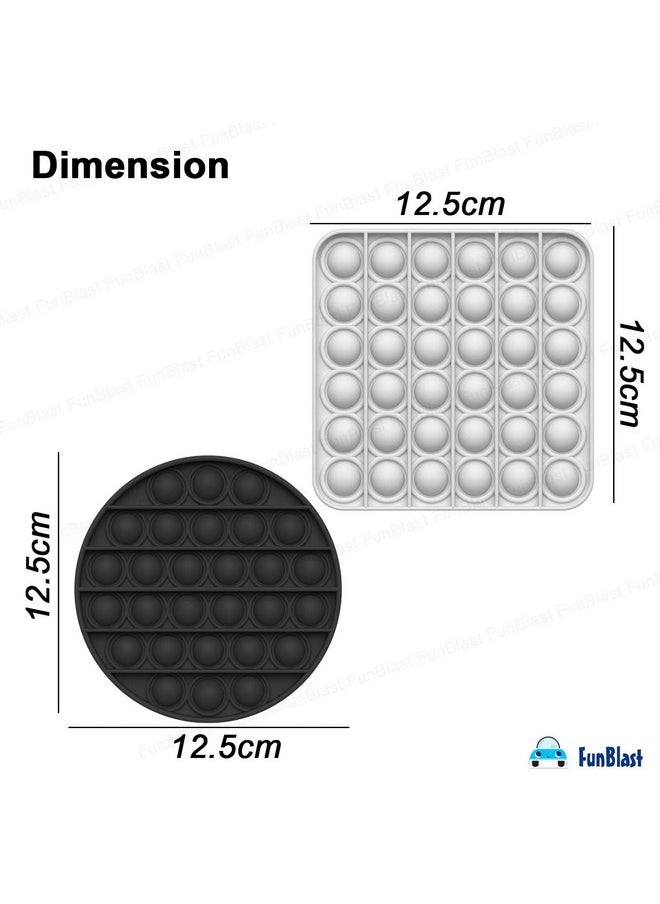 FunBlast - FunBlast Pop It - Popit Game, Poppet for Kids, Pop It Toy, Pop It Toys for Kids, Pop It Fidget Toy, Pop It Big, Square & Round Pop it Fidget Toy, Stress Relief Toys (Pack of 2 Pcs) (Color May Vary) - Image 1