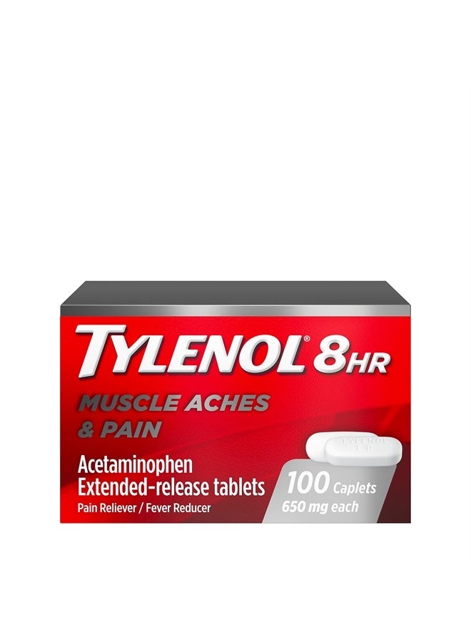 Tylenol 8 Hour Muscle Aches & Pain Acetaminophen Tablets for Muscle & Joint Pain, 100 ct - Image 1