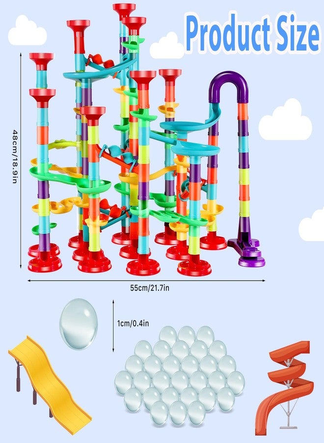 Erinnmy 197Pcs Marble Run,Marble Maze Game Construction Building Blocks Toys for Kids,Marbles Track Race Set Educational Learning Toy Gift for Boys Girls(147Parts+50Glass Marbles) - Image 2