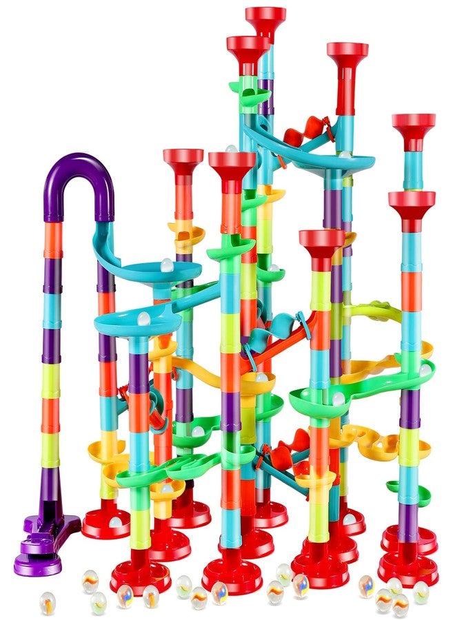 Erinnmy 197Pcs Marble Run,Marble Maze Game Construction Building Blocks Toys for Kids,Marbles Track Race Set Educational Learning Toy Gift for Boys Girls(147Parts+50Glass Marbles) - Image 1