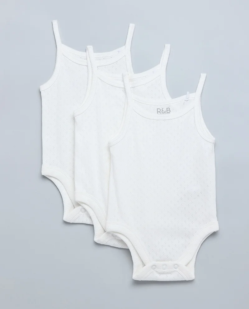 أر أند بي 3 Pack Solid Strappy Bodysuits