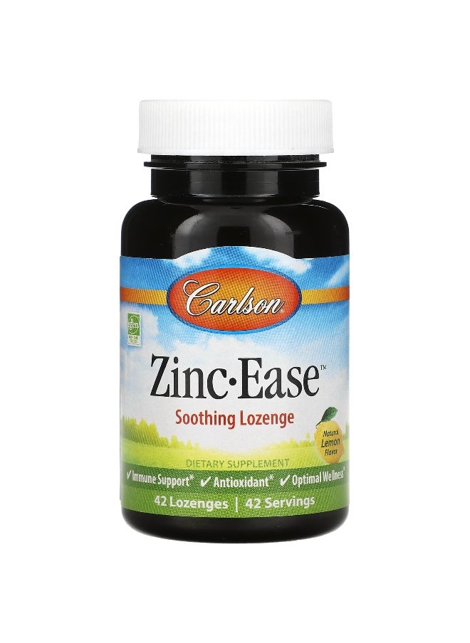 Carlson Carlson, Zinc-Ease Soothing Lozenge, Natural Lemon, 42 Lozenges  - Image 1