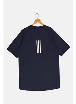 Adidas Kids Boy Sportswear Fit Short Sleeves Outdoor T-Shirt, Navy  - Image 2