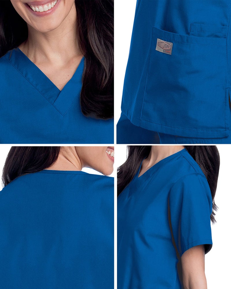 Landau Scrub Zone Relaxed Fit 2-Pocket V-Neck Scrub Top for Women 70221 Wine - Image 5