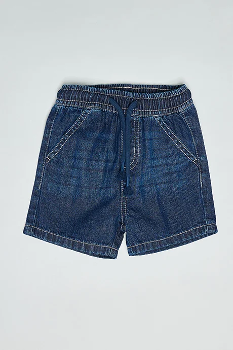 R&B Washed Denim Shorts with Drawstring Waist