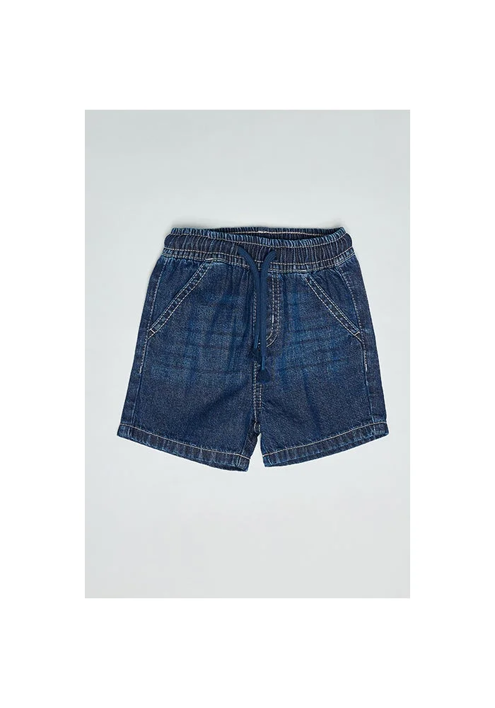 أر أند بي Washed Denim Shorts with Drawstring Waist