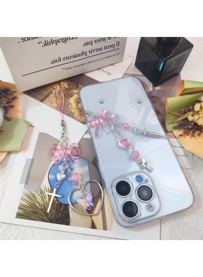 LAMAY Cute Phone Charms Aesthetic Cell Phone Charms Strap Pink Bow, Heart Phone Charm Accessories for Bag Keychain Camera Pendants Decor - Image 4