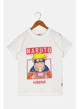 Naruto Kids Boy Crew Neck Short Sleeve Brand Logo T-Shirts, White Combo  - Image 1