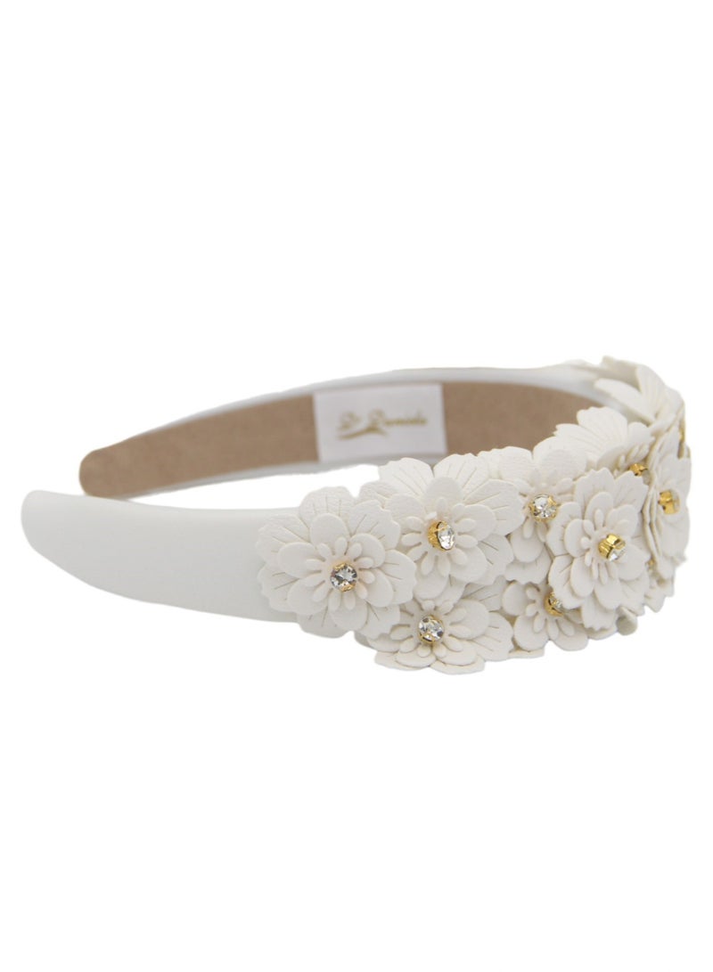 Bidani Floral Appliqué Headband - Pearl White - Image 3