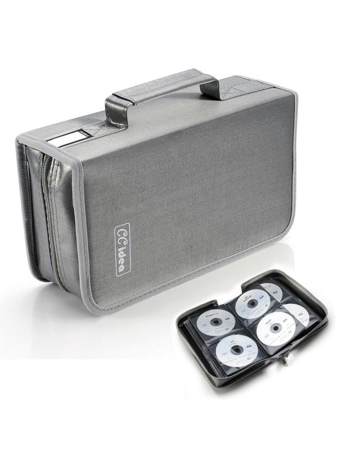 CCidea CD Case DVD Storage Holder, 128 Capacity DVD Cases Organizer CD Plastic Protective Carrying Binder,Portable Cd Wallet for Home Travel (Gray) - Image 1