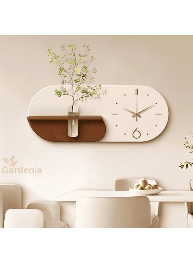 Gardenia Sumou Innovative Wall Art with Clock and Flower Holder – Elegant Illuminated Decorative Panel for Living Room, Entrance, or Bedroom – Premium Wood Design with Glass Vase”(Cream Branch ) - Image 1