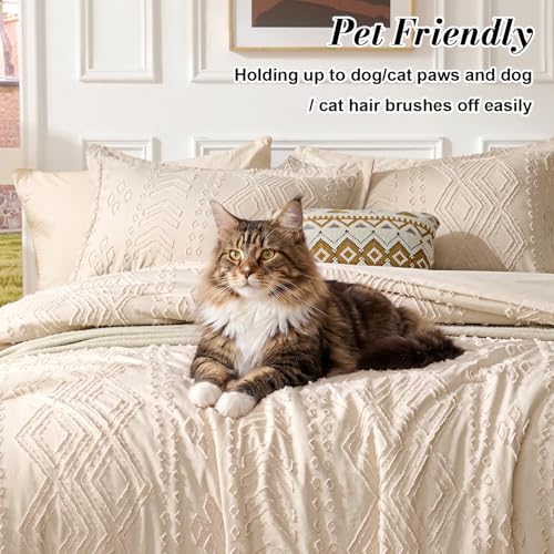 Jameswish Queen Comforter Set - Bed in a Bag Boho Summer Bed Set, 7 Pieces Soft Fluffy Lightweight Queen Comforter for All Seasons,Gifts for Woman, Farmhouse Shabby Chic Embroidered Bedding - Image 4