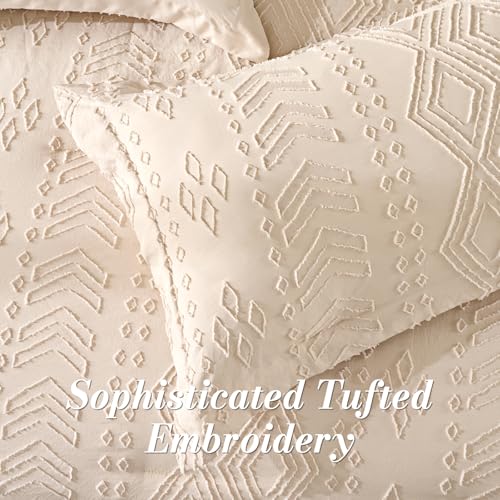 Jameswish Queen Comforter Set - Bed in a Bag Boho Summer Bed Set, 7 Pieces Soft Fluffy Lightweight Queen Comforter for All Seasons,Gifts for Woman, Farmhouse Shabby Chic Embroidered Bedding - Image 2
