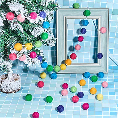 Boao 3 Pieces Wool Felt Ball Garland Colorful Pom Pom Garland Handmade 6.5 Feet Long 24 Balls Felt Banner for Wall Christmas Tree Decoration (Rainbow) - Image 4