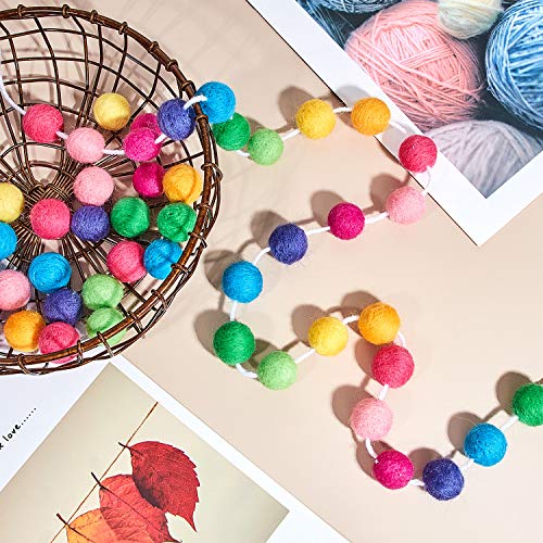 Boao 3 Pieces Wool Felt Ball Garland Colorful Pom Pom Garland Handmade 6.5 Feet Long 24 Balls Felt Banner for Wall Christmas Tree Decoration (Rainbow) - Image 5