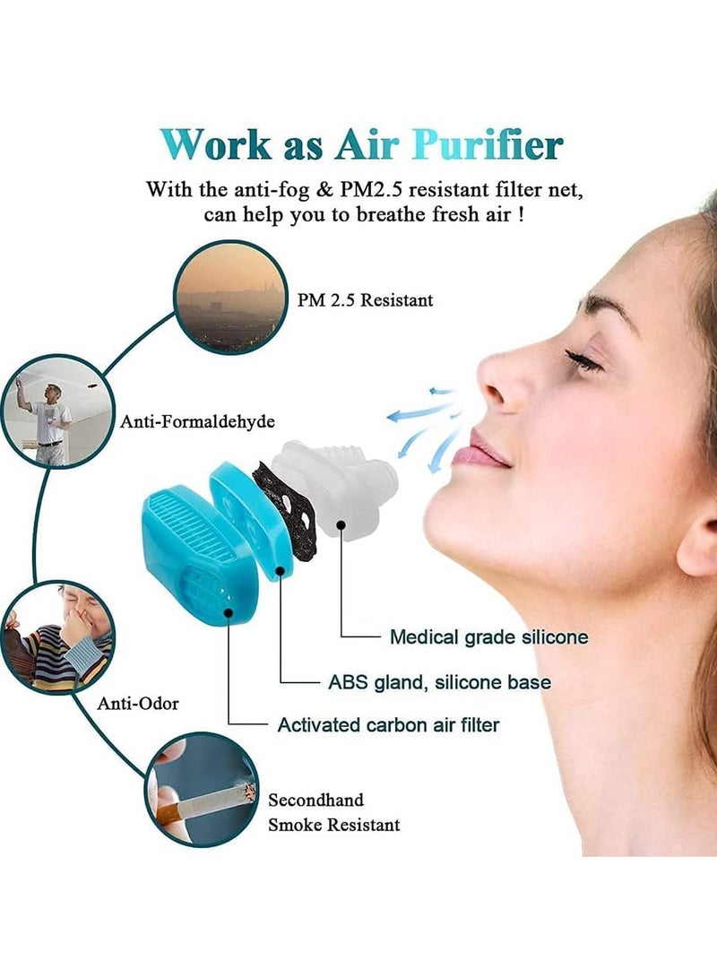 SOLARAE Anti Snoring Devices Solution Stopper Nose Vent Clip Air Purifier- Blue - Image 5
