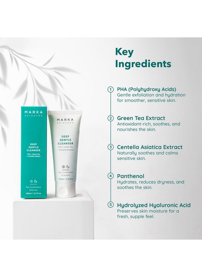 MARKA SKINCARE Ph Balanced Hydrating Deep Daily Gentle Cleanser For Men & Women Face All Skin Types Use Made In Korea | Pha, Centella Asiatica & Green Tea & Antioxidant Rich Face Cleansing | 100 Ml  - Image 2