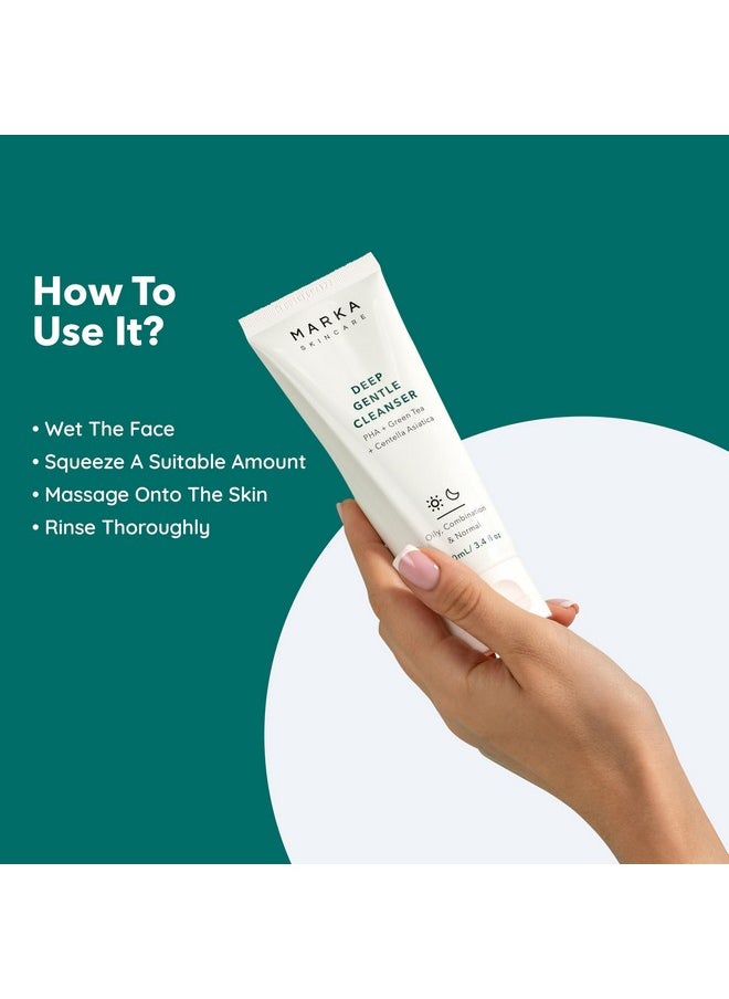 MARKA SKINCARE Ph Balanced Hydrating Deep Daily Gentle Cleanser For Men & Women Face All Skin Types Use Made In Korea | Pha, Centella Asiatica & Green Tea & Antioxidant Rich Face Cleansing | 100 Ml  - Image 3