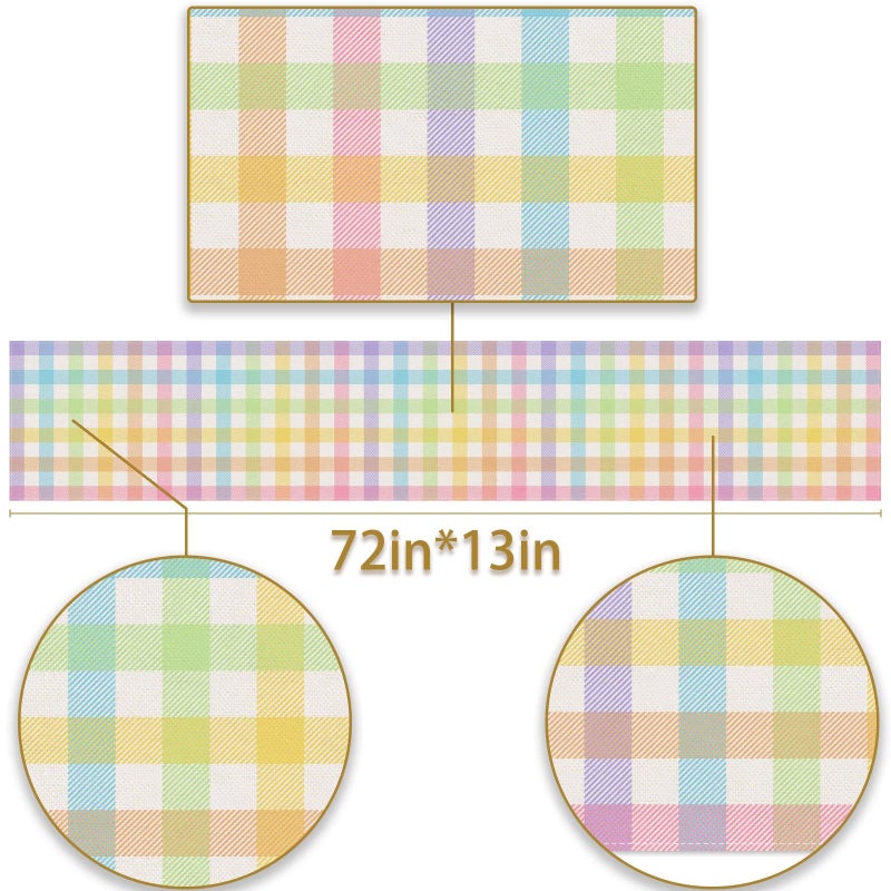 Pudodo Easter Buffalo Plaid Check Table Runner Spring Holiday Farmhouse Fireplace Kitchen Dining Room Home Party Decoration (13" x 72") - Image 2