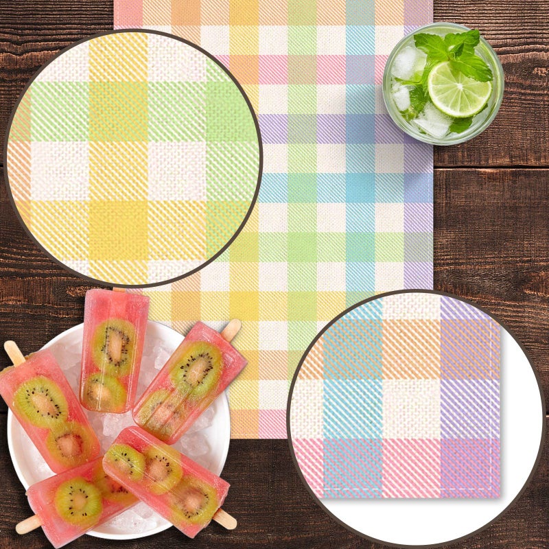Pudodo Easter Buffalo Plaid Check Table Runner Spring Holiday Farmhouse Fireplace Kitchen Dining Room Home Party Decoration (13" x 72") - Image 5