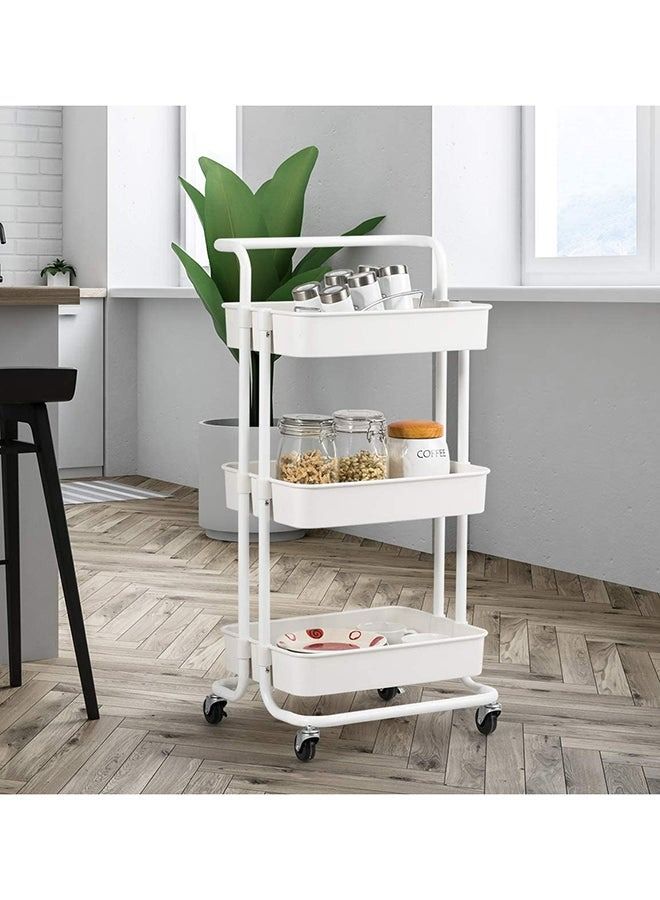 RollsTimi  3 Tier Utility Rolling Storage Cart With Handles And Lockable Wheels,43x36x86.5cm - Image 1